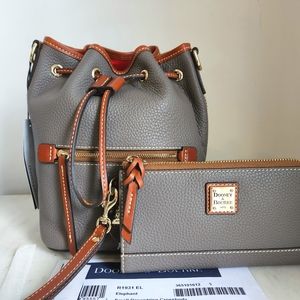 Brand New Dooney & Bourke Small Leather Crossbody and Wallet in Elephant